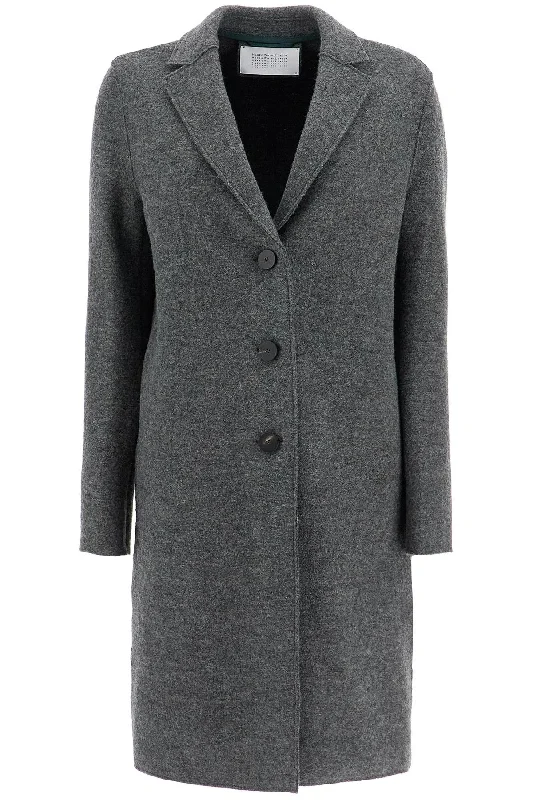 Single-breasted Wool Coat In Boiled  - Grey Flowy Lightweight Kimono