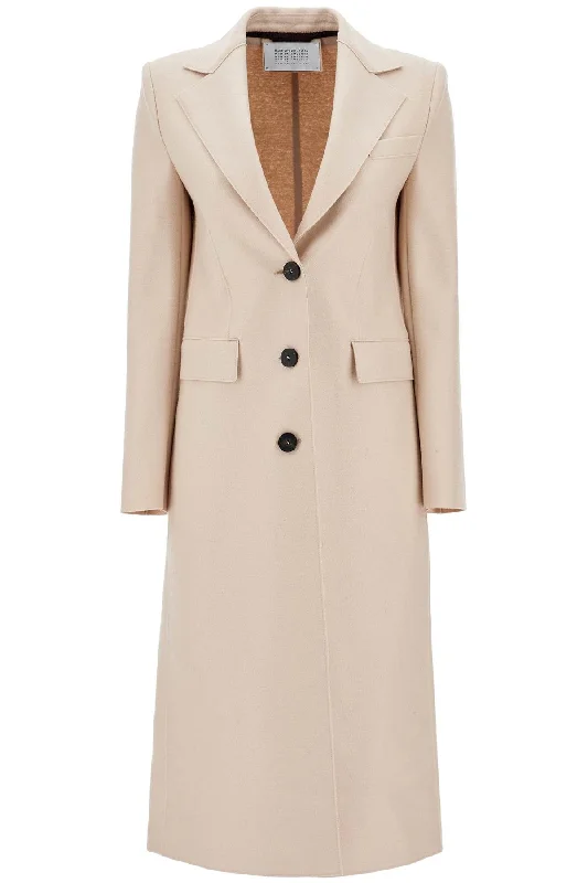 Single-breasted Coat In Pressed Wool  - Neutro Cozy Knitted Poncho