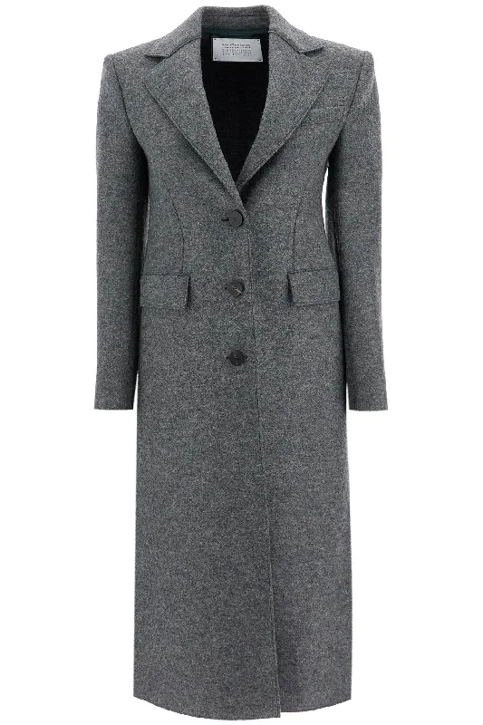 Single-breasted Coat In Pressed Wool  - Grey Warmth-Enhanced Parka