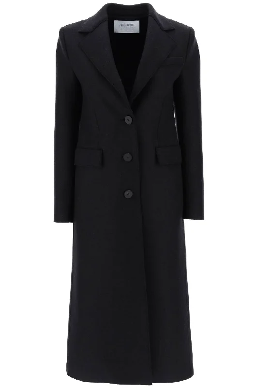 Single-breasted Coat In Pressed Wool  - Black Elegant Cape Blazer