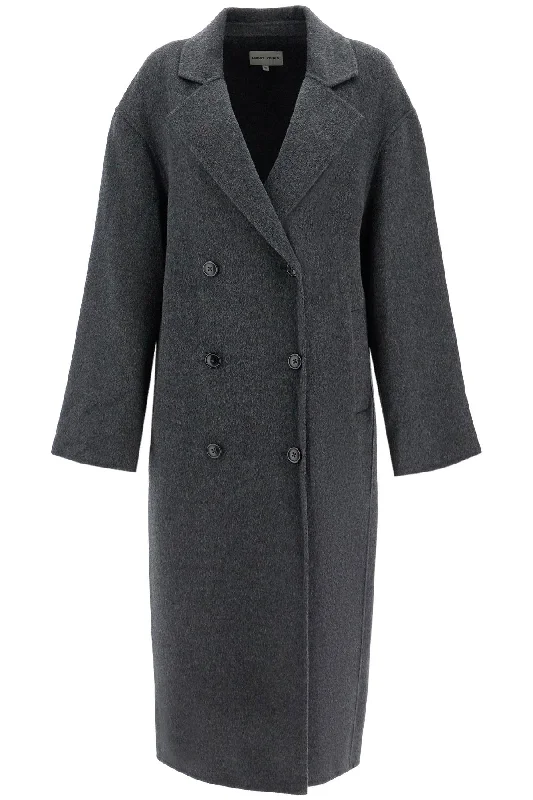 Long Wool And Cashmere Coat 'borne  - Grey Thick Layered Jacket
