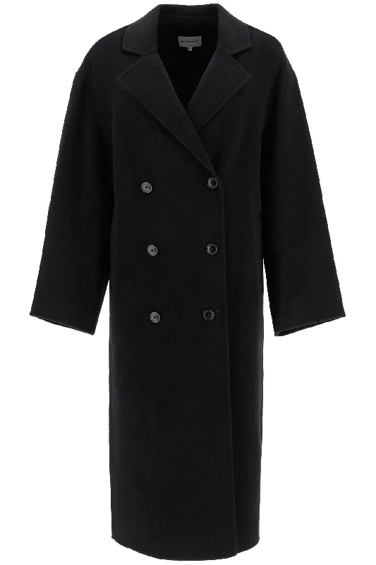 Long Wool And Cashmere Coat 'borne  - Black Waterproof Hiking Jacket