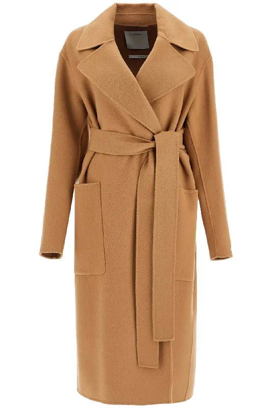 Coat With Belt  - Beige Fitted Tailored Blazer