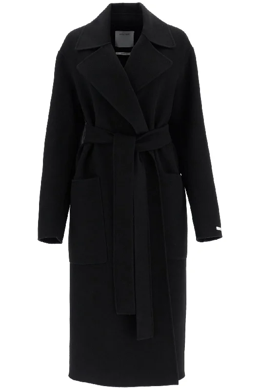 Coat With Belt  - Black Elegant Satin Bolero