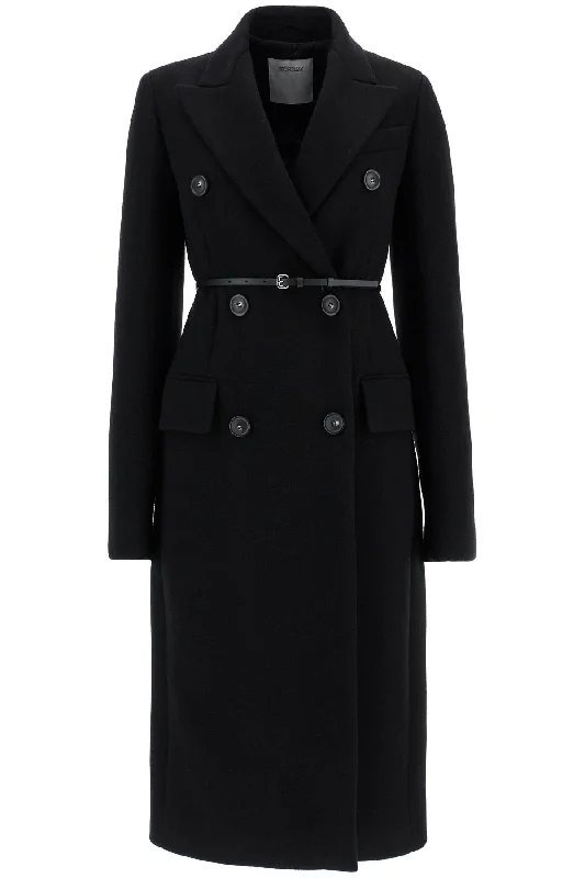 Double-breasted Cashmere Blend Coat  - Black Luxe Faux Fur Coat