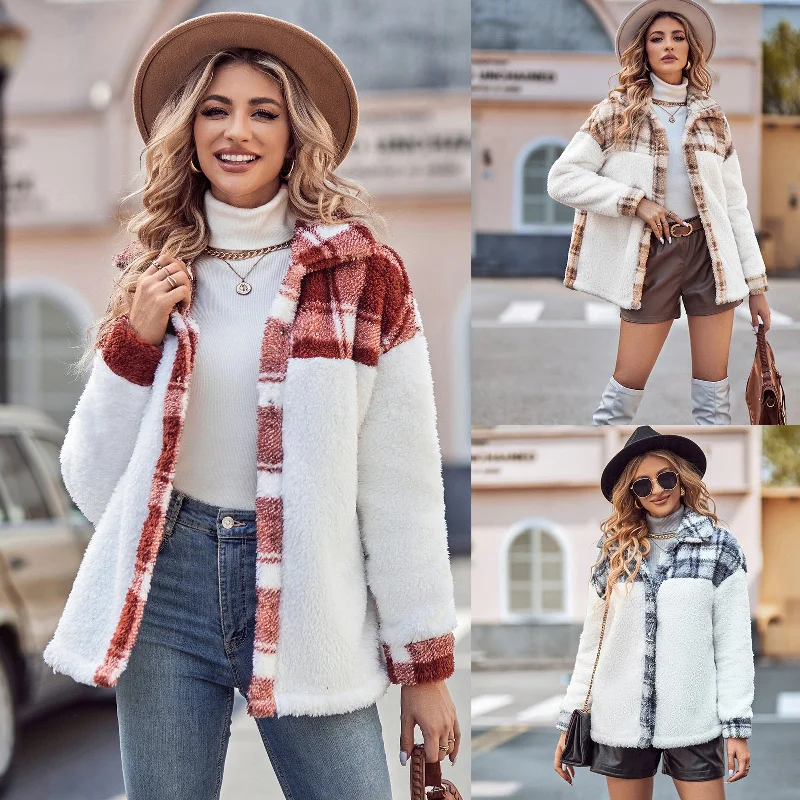 Ana Bade Women's Loose Plush Coat Chic Winter Coat