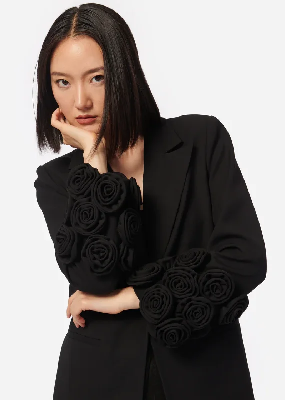 Black Noelani Coat Zipper Front Biker Jacket