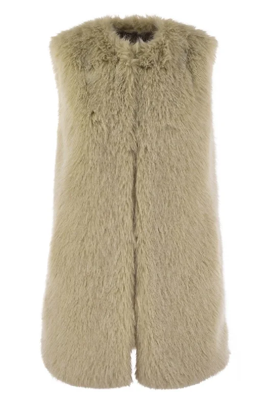 Cruelty-free fur sleeve coat Cropped Tweed Jacket