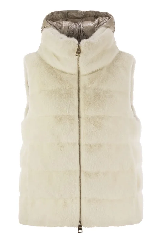 Cruelty-free fur sleeve coat Soft Flannel Shacket
