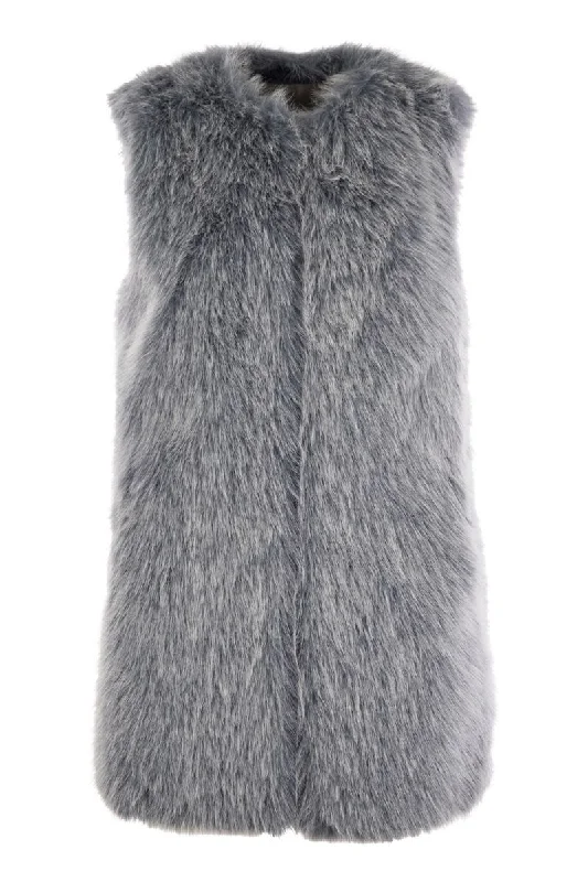 Cruelty-free fur sleeve coat Buttoned Peplum Coat