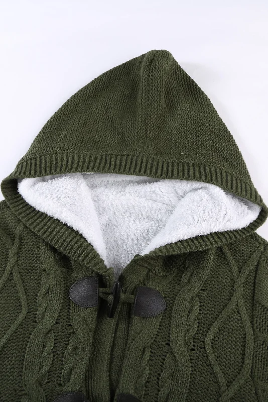 Grey Toggle Coat with Hood Cropped Fleece Jacket