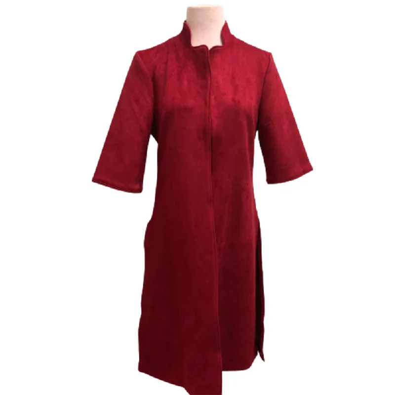 Jayley Suede Long Coat Red Relaxed Fit Blazer