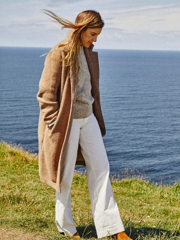 The Atlantic Knit Coat - Cappuccino Belted Crossover Blazer