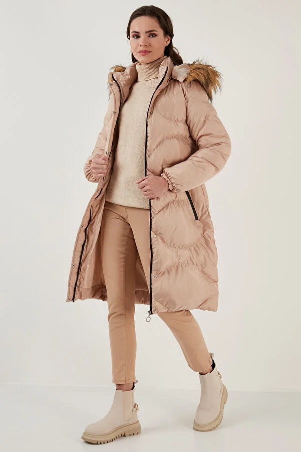 Lela Women's Collar Faux Fur Small Size Coat Zipper Front Biker Jacket