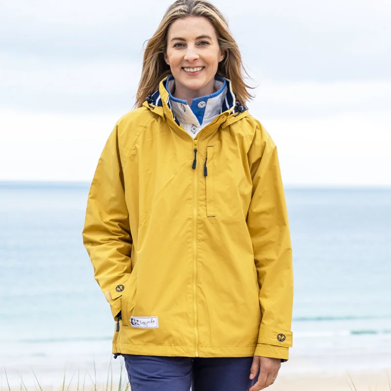 LJ45 - Short Waterproof Coat - Maize Cozy Knitted Poncho