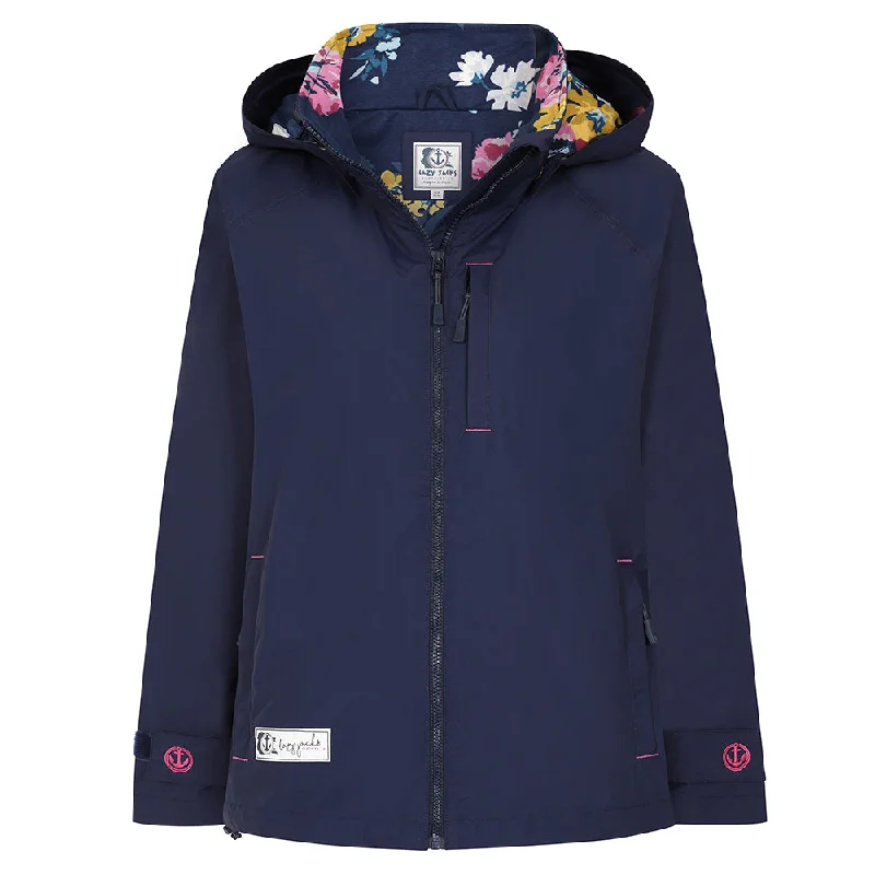 LJ45 - Ladies Waterproof Coat - Marine Posy Puff Sleeve Blazer