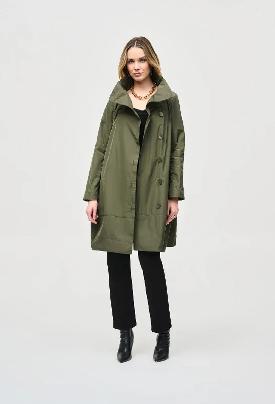 Memory Buttoned Cocoon Coat Minimalist Wool Duster
