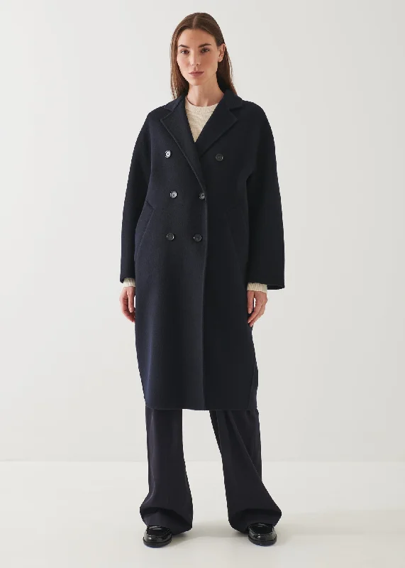 Oversized Double Breasted Wool Coat Double-Layered Poncho