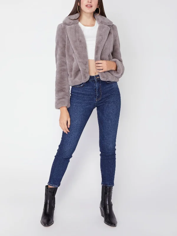 To The Moon Faux Fur Coat Hooded Parka Coat