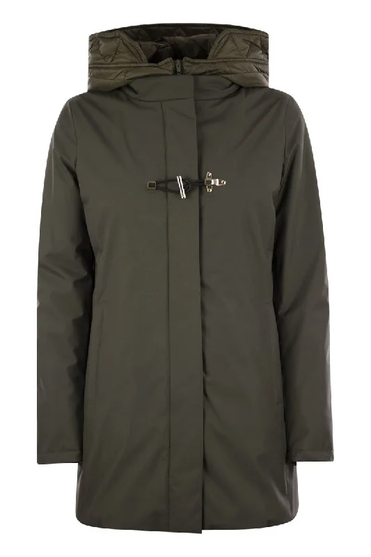Toggle coat in technical gabardine Double-Layered Poncho