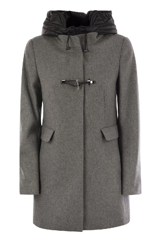 Toggle Coat in Wool Cloth Open-Knit Duster Coat