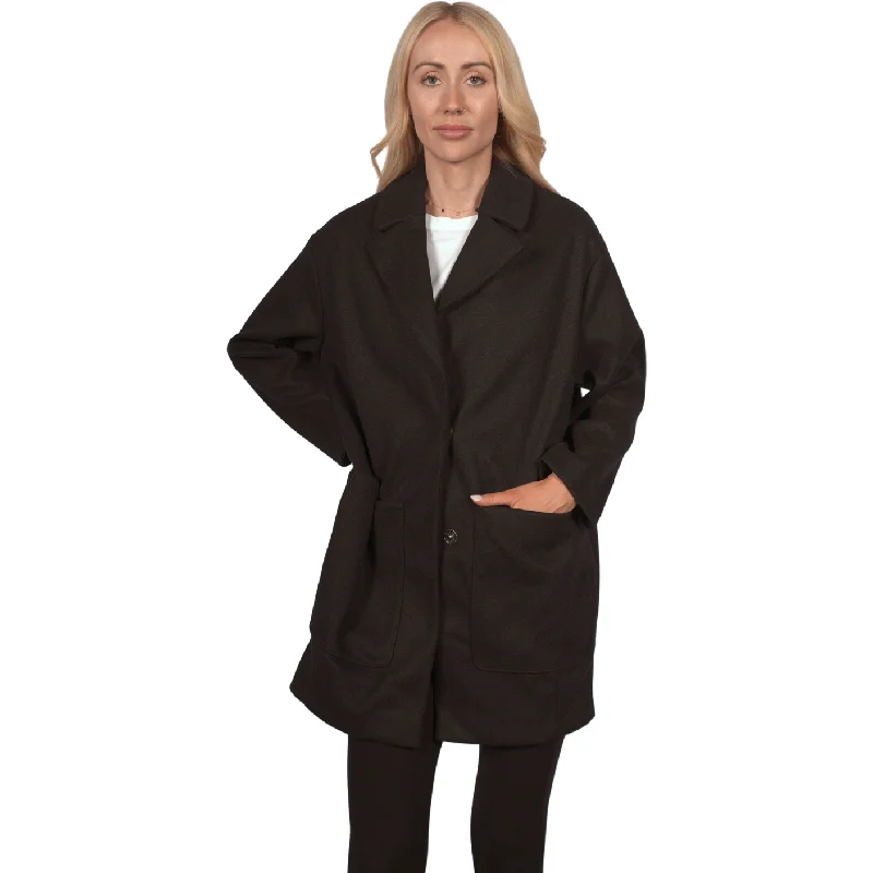 Topshop Women's Margo Crombie Coat - Black Ultra-Soft Sherpa Vest