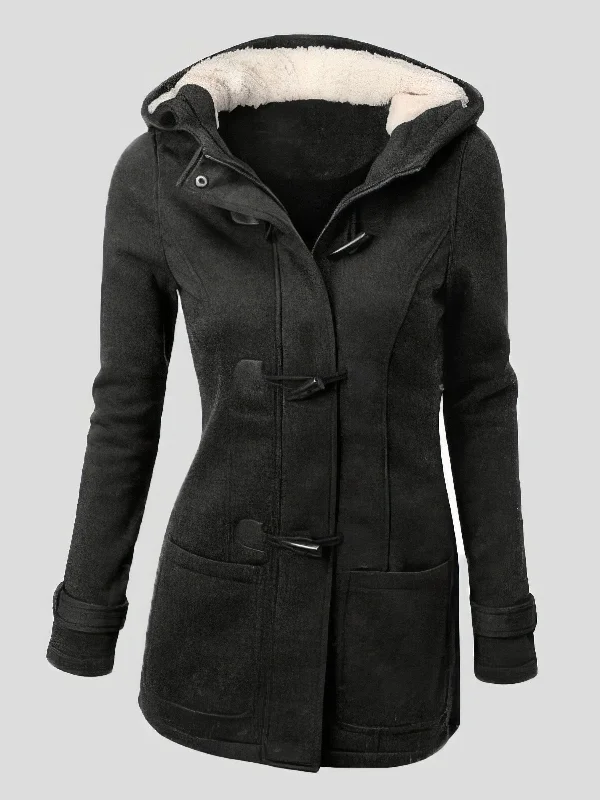 Women's Hooded Toggle Coat Puff Shoulder Coat
