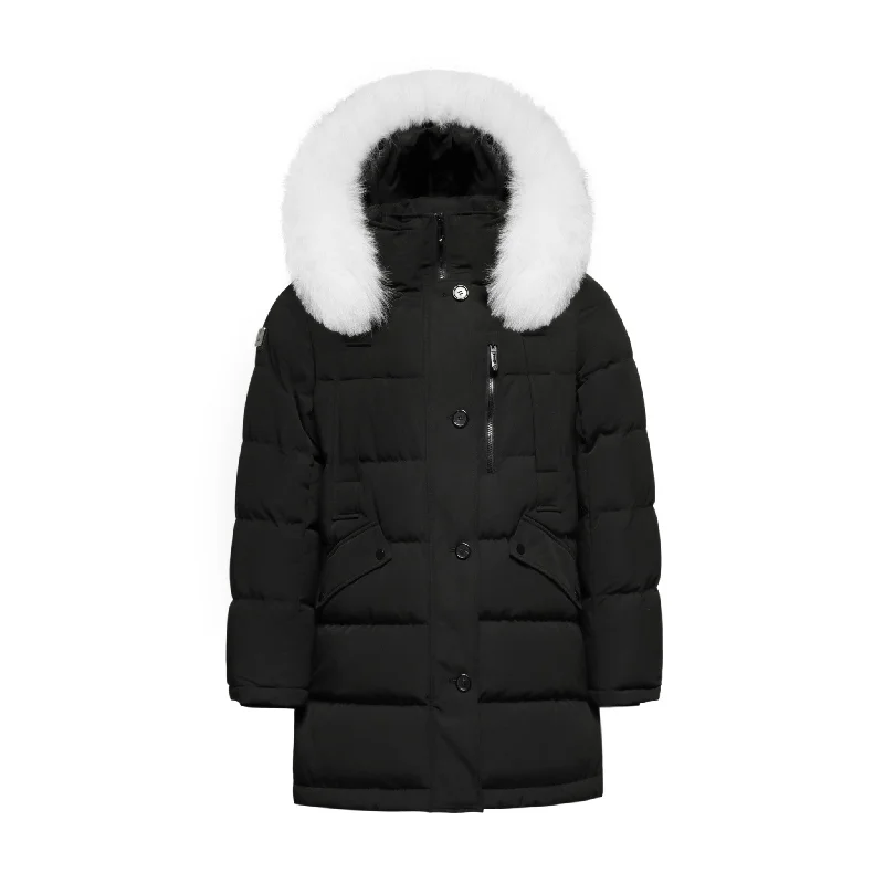 Women's  Nordic Queen Parka Coat - (Blue Fox Trim) A-Line Swing Coat