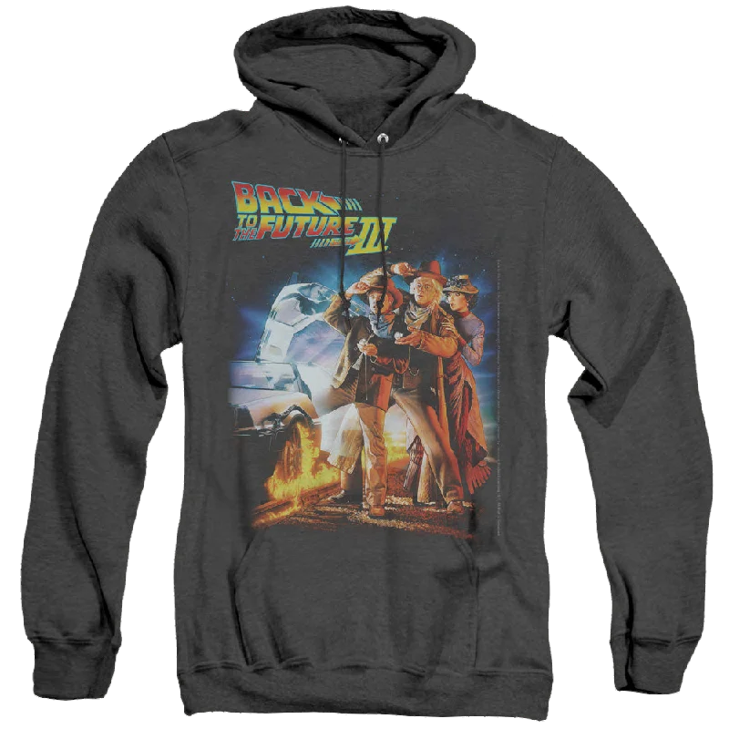 Back to the Future Trilogy Poster - Heather Pullover Hoodie Gathered Sleeve Pullover