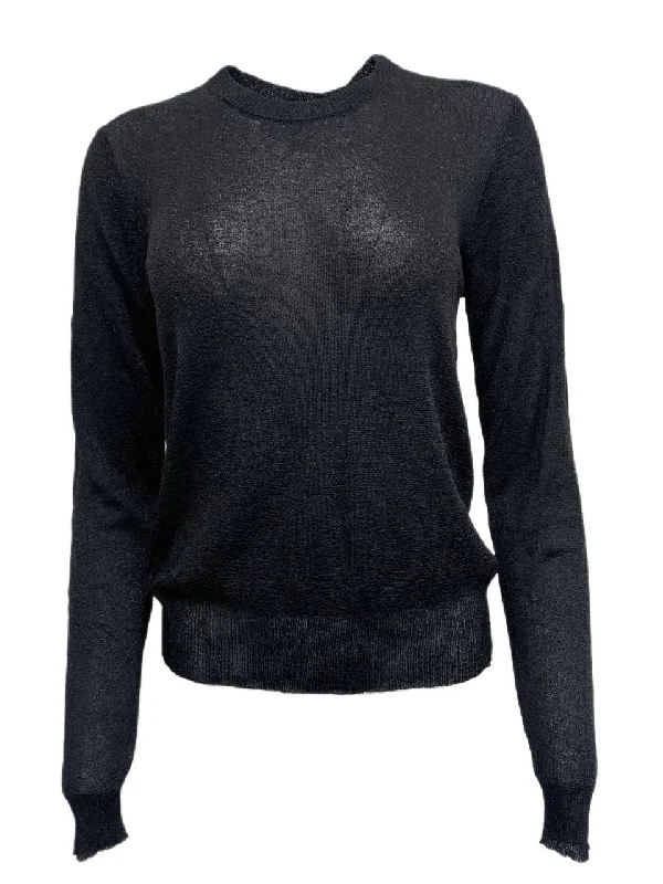 BLK DNM Women's Black Lurex Long Sleeve Sweater 21 NWT Hooded Caped Shawl Collar
