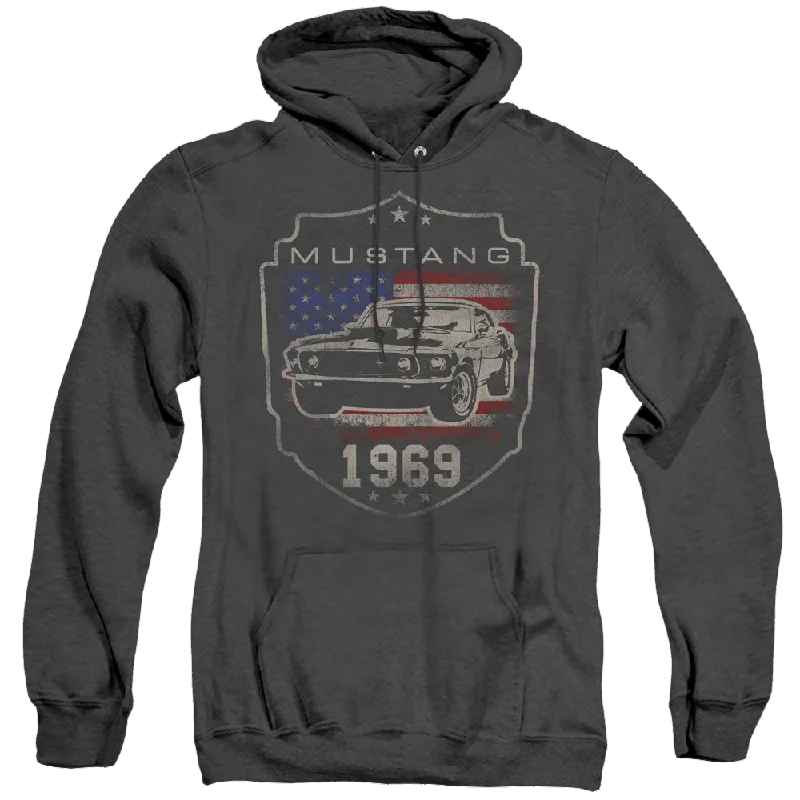 Ford Mustang 1969 Flag - Heather Pullover Hoodie Flutter Sleeve Feminine