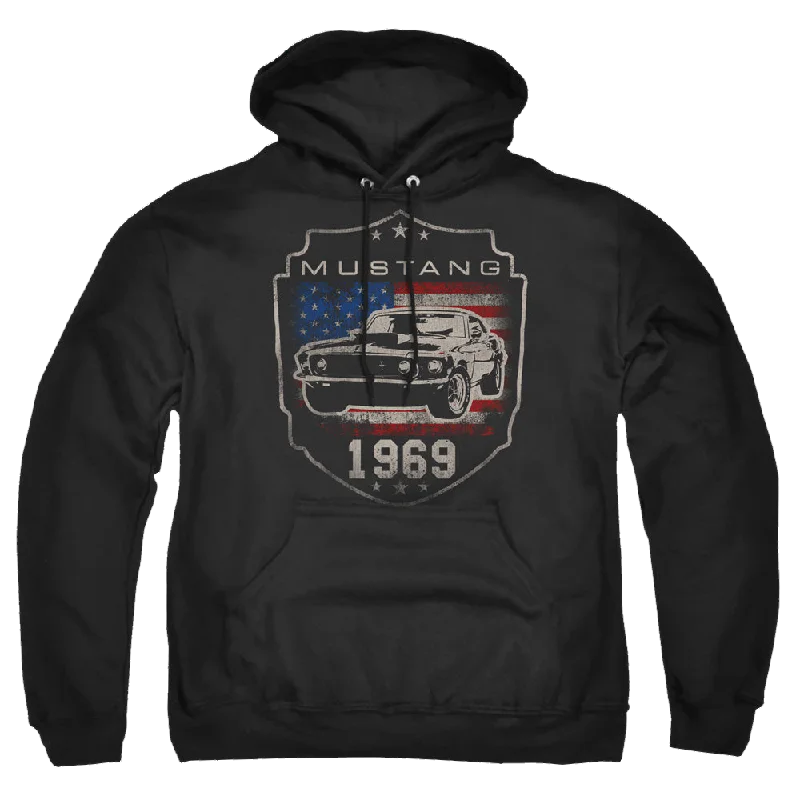 Ford Mustang 1969 Flag - Pullover Hoodie Elbow Length Sleeve