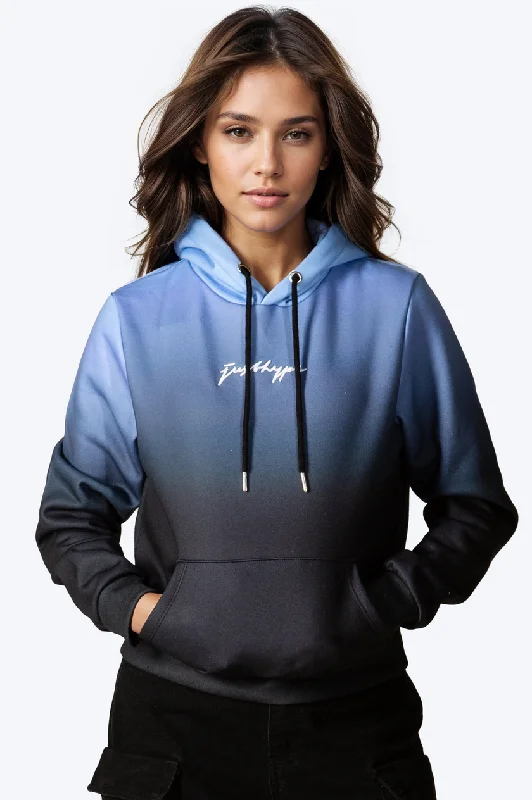 Hype Womens Sea Foam Fade Scribble Pullover Hoodie Polo Neck Sweater