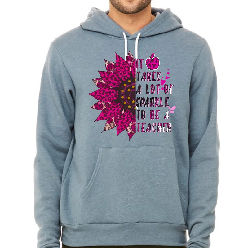 It Takes A Lot of Sparkle To Be A Teacher Unisex Fleece Pullover Hoodie Boat Neck Sweater
