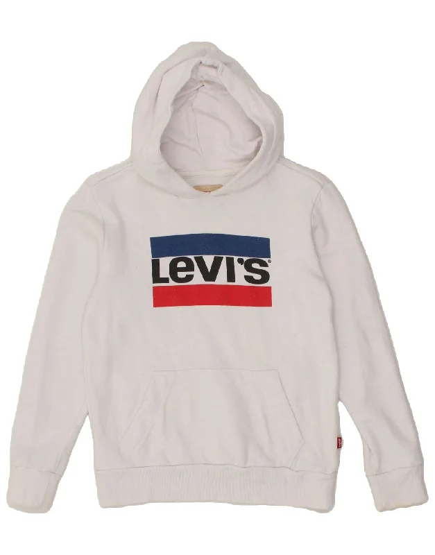 LEVI'S Boys Graphic Hoodie Jumper 11-12 Years White Cotton Hoodie with Embroidery Detailed Premium LEVI'S Boys Graphic Hoodie Jumper 11-12 Years White Cotton Hoodie with Embroidery Detailed Premium