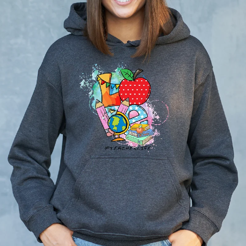 Love #TeacherLife Unisex Fleece Pullover Hoodie High Neck Pullover