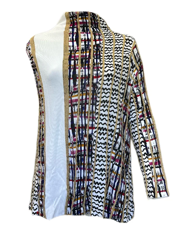 Marina Rinaldi Women's Bianco Alare Knitted One Shoulder Sleeve Sweater Size XL NWT Wool Fabric Cashmere Fabric Tweed Fabric