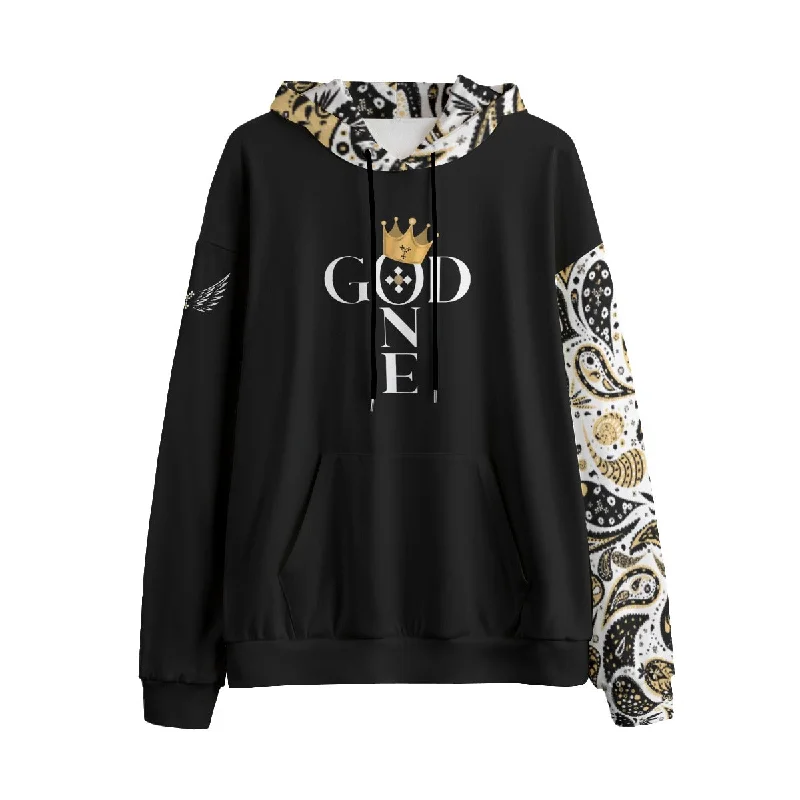 ONE GOD Paisley Sleeve Fleece Pullover Hoodie Over Sleeve Pullover