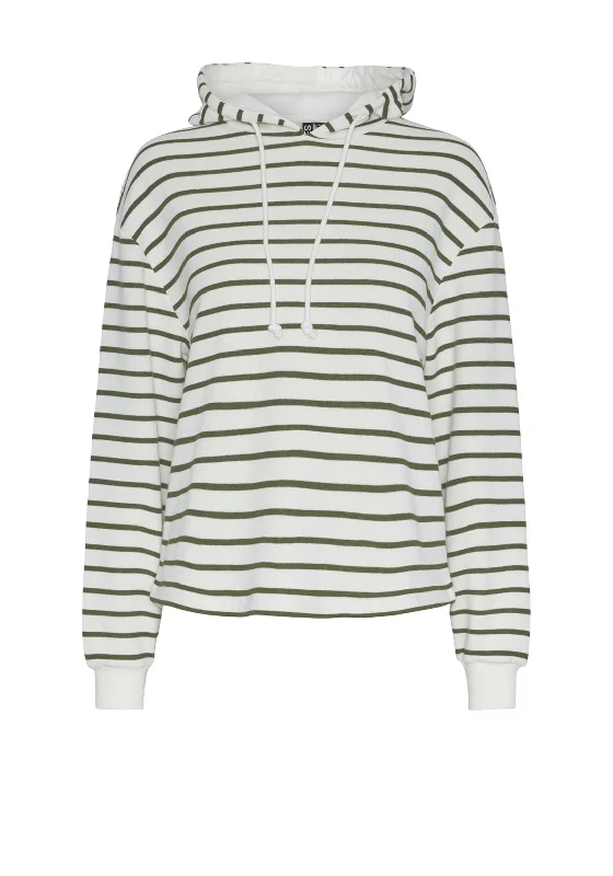 Pieces Chilli Striped Hoodie, White Hoodie with Reflective Safety Nightwear