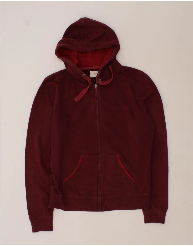 SALTROCK Womens Zip Hoodie Sweater UK 10 Small Maroon Cotton Chenille Blend Fleece Blend Nylon Blend