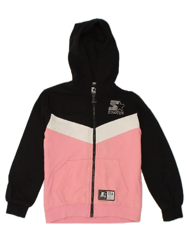 STARTER Girls Graphic Zip Hoodie Sweater 10-11 Years Large Black Modern Contemporary Chic