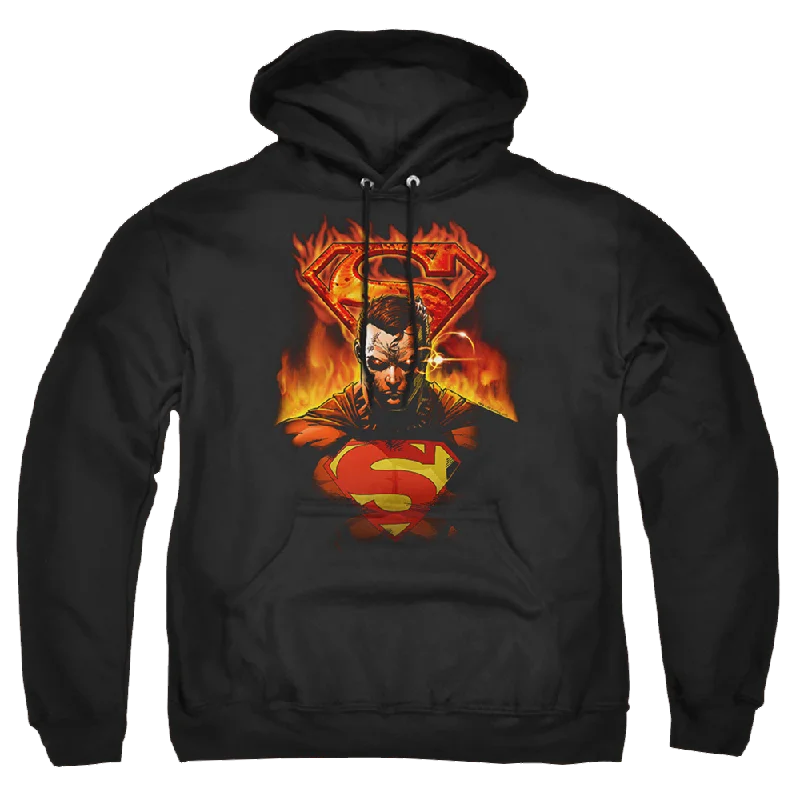 Superman Man On Fire - Pullover Hoodie Boyleg Sleeve Pullover