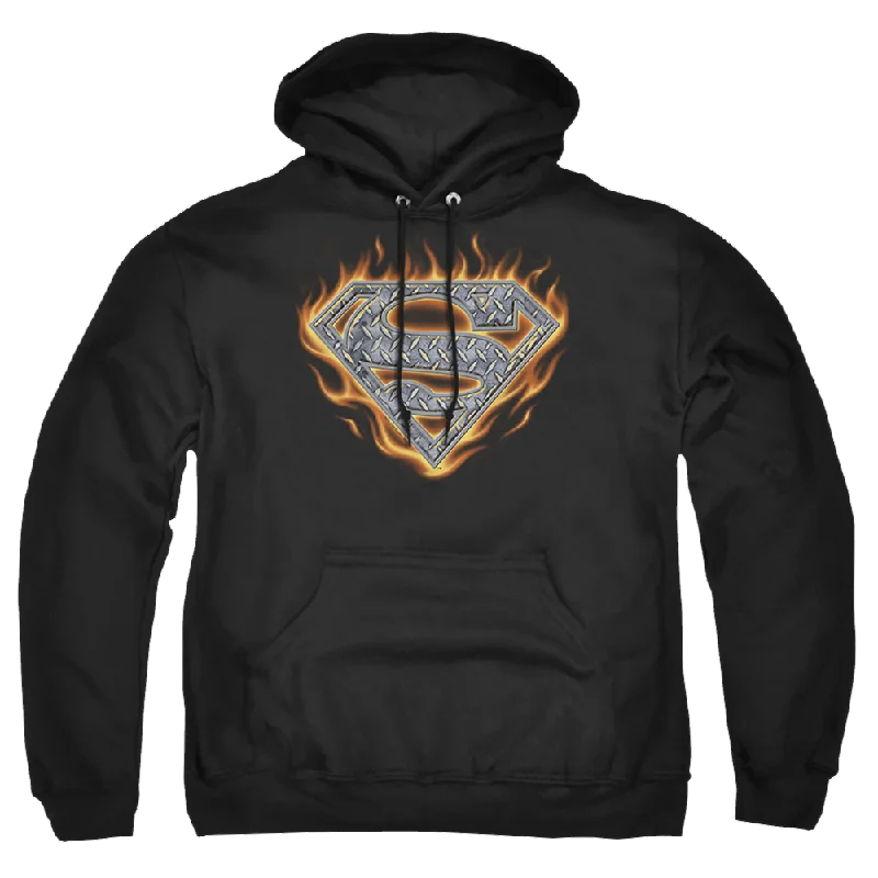 Superman Steel Fire Shield - Pullover Hoodie Flare Sleeve Stylish