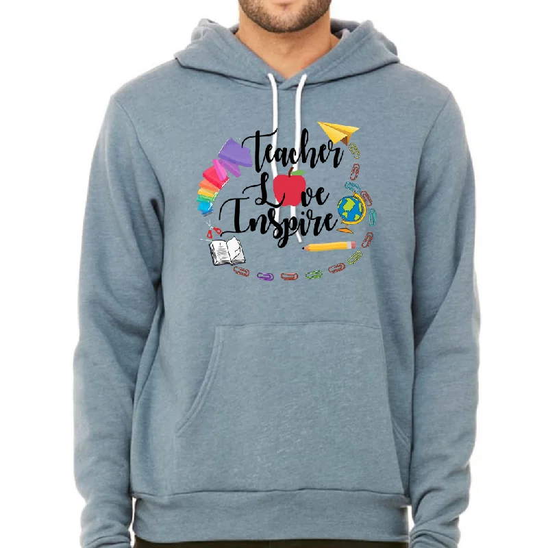 Teach Love Inspire Unisex Fleece Pullover Hoodie One Shoulder Top