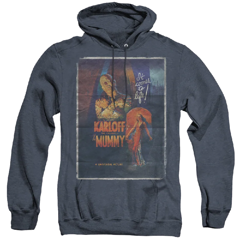 Universal Monsters Mummy One Sheet - Heather Pullover Hoodie Open Neck Pullover