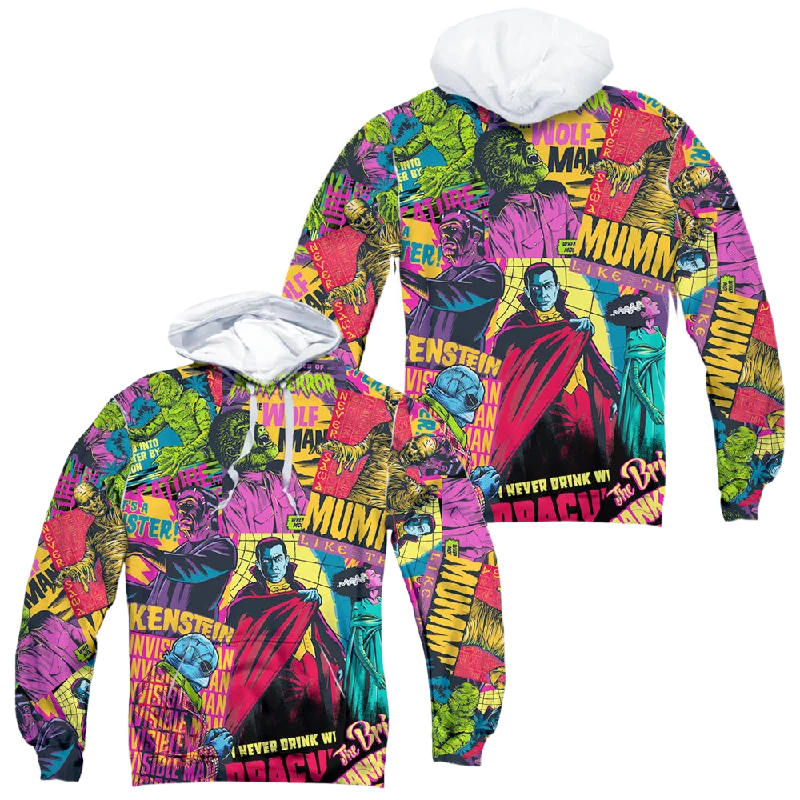 Universal Monsters Poster Mash (Front/Back Print) - All-Over Print Pullover Hoodie Tight Sleeve Top