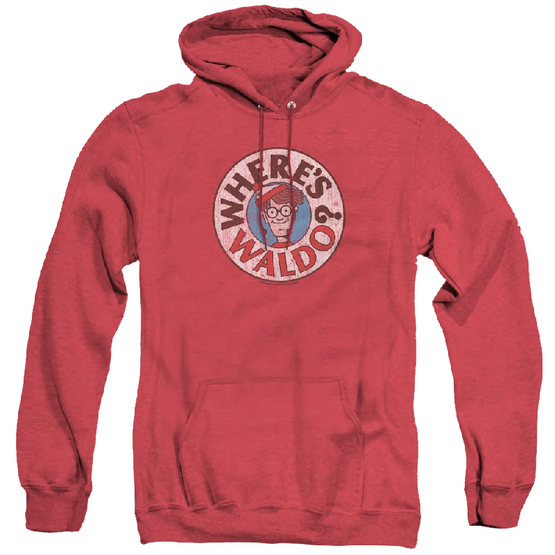 Where's Waldo Waldo Logo - Heather Pullover Hoodie Textured Knit Design