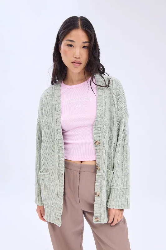 Chenille Button-Front Cardigan Zippered Front Buttoned Front Snap Front