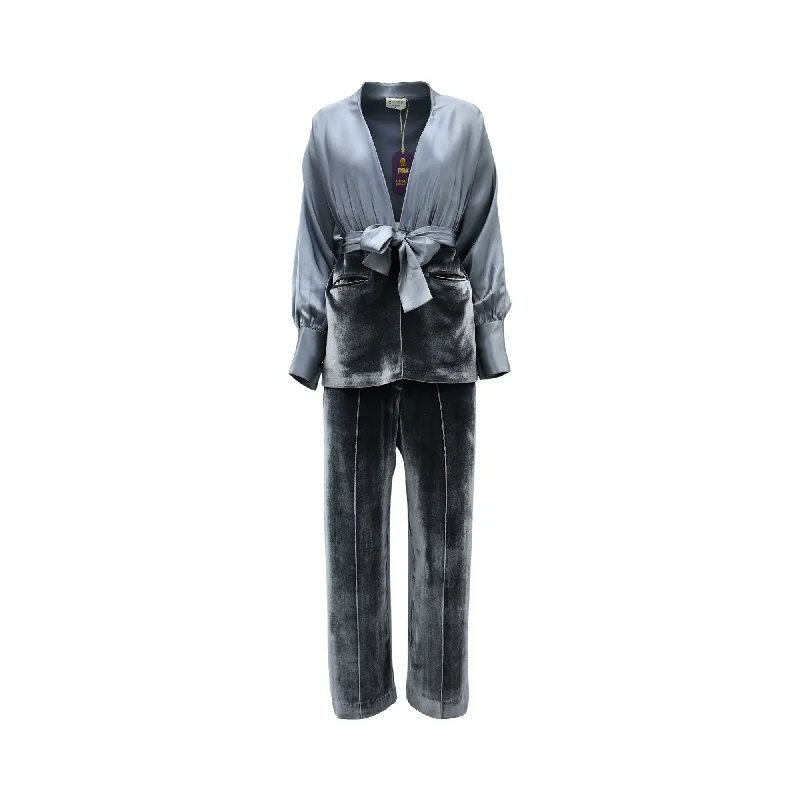 Mijade Fashion Women's Royal Blue-Grey Blazer & Trouser Women's Boutique Jacket