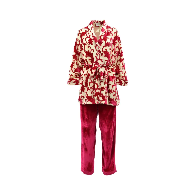 Mijade Fashion Women's Red & Off-white Blazer & Trouser Women's Luxurious Suit